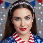 Fstrend American Flag Rhinestone Headband 4th July Independence Day Headpiece USA Patriotic Hair Accessories Jewelry for Women