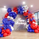 ADOINBY Red White and Blue Balloon Arch Kit, 140Pcs Explosion Star Red White Blue Balloon Garland kit Different Size Balloons for 4th of July Anniversary Birthday Independence Day Party Decorations