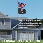 IIOPE 25FT Heavy Duty Flag Pole – Tapered Design,2.7" Bottom Tube,100MPH Wind-Tested,Aluminum Residential Flagpole Kit with USA Flag & Complete Hardware | Great for Patriotic Displays & Gift Giving