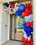 ADOINBY Red White and Blue Balloon Arch Kit, 140Pcs Explosion Star Red White Blue Balloon Garland kit Different Size Balloons for 4th of July Anniversary Birthday Independence Day Party Decorations