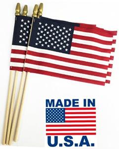 GIFTEXPRESS Set of 48, Proudly Made in U.S.A. Small American Flags 4x6 Inch/Small US Flag/Mini American Stick Flag/American Hand Held Stick Flags Spear Top