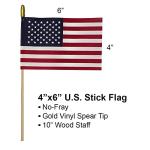 GIFTEXPRESS Set of 48, Proudly Made in U.S.A. Small American Flags 4x6 Inch/Small US Flag/Mini American Stick Flag/American Hand Held Stick Flags Spear Top