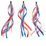 BLUE PANDA Patriotic Streamer Wand - 12 Pack, Blue & White Polyester - American Flag Handheld Flag Sticks for Party & Outdoor Patriotic Decor