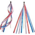 BLUE PANDA Patriotic Streamer Wand - 12 Pack, Blue & White Polyester - American Flag Handheld Flag Sticks for Party & Outdoor Patriotic Decor