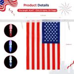 BlcTec 4th of July Decorations 16.4FT Patriotic String Lights 20 American Flags & 50 LED Red White Blue Lights, Battery Operated Waterproof Flag Light with 8 Modes Timer for Indoor Outdoor Party Decor