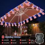 BlcTec 4th of July Decorations 16.4FT Patriotic String Lights 20 American Flags & 50 LED Red White Blue Lights, Battery Operated Waterproof Flag Light with 8 Modes Timer for Indoor Outdoor Party Decor