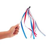 BLUE PANDA Patriotic Streamer Wand - 12 Pack, Blue & White Polyester - American Flag Handheld Flag Sticks for Party & Outdoor Patriotic Decor