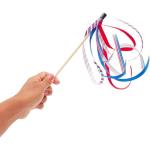 BLUE PANDA Patriotic Streamer Wand - 12 Pack, Blue & White Polyester - American Flag Handheld Flag Sticks for Party & Outdoor Patriotic Decor