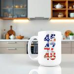Hogg Patriotic Coffee Mug - 45 47 48, 15 oz Ceramic Funny Coffee Mugs for Men, Political Gag Gifts for Republicans, Conservative Dad Gifts