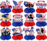 Veterans Day Decorations Honeycomb Centerpieces, 12Pcs Happy Veterans Day Table Decorations Patriotic Veterans Day Centerpieces for Tables, Thank You Veterans Decorations for Patriotic Party