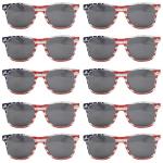 YQVIE Bulk American Flag Sunglasses Retro 90s Style Sunglasses for Men Women Independence Day Party Supplies UV400 Protection (10Messy frame Grey lens)