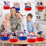 Veterans Day Decorations Honeycomb Centerpieces, 12Pcs Happy Veterans Day Table Decorations Patriotic Veterans Day Centerpieces for Tables, Thank You Veterans Decorations for Patriotic Party