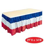 Beistle Plastic Patriotic Table Skirts 2 Piece Self Adhesive July 4th Tableware, Independence Day Decorations, 29" x 14', Red/White/Blue