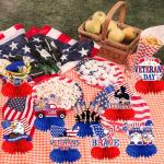Veterans Day Decorations Honeycomb Centerpieces, 12Pcs Happy Veterans Day Table Decorations Patriotic Veterans Day Centerpieces for Tables, Thank You Veterans Decorations for Patriotic Party