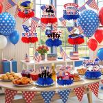 Veterans Day Decorations Honeycomb Centerpieces, 12Pcs Happy Veterans Day Table Decorations Patriotic Veterans Day Centerpieces for Tables, Thank You Veterans Decorations for Patriotic Party