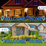 Yerliker 14 Pcs Welcome Home Yard Sign with Stakes LED Light 12.6" Welcome Home Lawn Sign Outdoor Yard Letters Decorations Patriotic Military Homecoming Party Supplies(Blue)