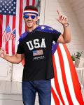YUSPENYE American Flag Cape 90x150cm with USA Sunglasses, Headband & Patriotic Tattoo Stickers
