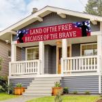 American Flag Patriotic Soldier Free&Brave Banner,Patriotic Theme Veterans Day 4th of July Memorial Day Deployment Returning Back Military Army Homecoming Party Decoration (Free&Brave)