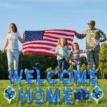 Yerliker 14 Pcs Welcome Home Yard Sign with Stakes LED Light 12.6" Welcome Home Lawn Sign Outdoor Yard Letters Decorations Patriotic Military Homecoming Party Supplies(Blue)