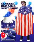 YUSPENYE American Flag Cape 90x150cm with USA Sunglasses, Headband & Patriotic Tattoo Stickers