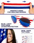 YUSPENYE American Flag Cape 90x150cm with USA Sunglasses, Headband & Patriotic Tattoo Stickers