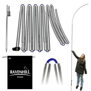 Ravenhill Feather Flag Pole Kit up to 13 FT with Rotating Ground Stake with Bearing Ring, Made with Reinforced Aluminum, Resists Winds of 40 MPH, Great for Business Advertising Outdoor (Pole Set)