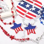 NOVWANG 21Pcs 4th of July Beaded Necklaces Set 7 Styles Patriotic Bead Pendant Necklace with USA Hat American Flag and Star for 4th of July Independence Day Party Favors Supplies Decorations