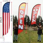 Ravenhill Feather Flag Pole Kit up to 13 FT with Rotating Ground Stake with Bearing Ring, Made with Reinforced Aluminum, Resists Winds of 40 MPH, Great for Business Advertising Outdoor (Pole Set)