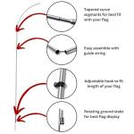 Ravenhill Feather Flag Pole Kit up to 13 FT with Rotating Ground Stake with Bearing Ring, Made with Reinforced Aluminum, Resists Winds of 40 MPH, Great for Business Advertising Outdoor (Pole Set)