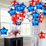 AxiyanX 30pcs Red White And Blue Balloons,18 inch Foil Star Balloons，4th of July Balloon for Independence Day Patriotic Party Memorial Day Birthday Decorations (5-pointed star balloons)