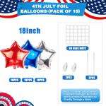 AxiyanX 30pcs Red White And Blue Balloons,18 inch Foil Star Balloons，4th of July Balloon for Independence Day Patriotic Party Memorial Day Birthday Decorations (5-pointed star balloons)