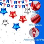 AxiyanX 30pcs Red White And Blue Balloons,18 inch Foil Star Balloons，4th of July Balloon for Independence Day Patriotic Party Memorial Day Birthday Decorations (5-pointed star balloons)
