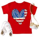 CAZYCHILD USA Flag Tee Shirt for Toddler Boys Girls 4th of July American Flag T-Shirt USA Print Tops