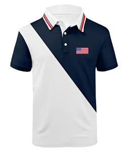 ZITY Golf Polo Shirts for Men Short Sleeve Athletic Tennis T-Shirt Navy White XL
