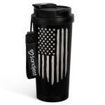 American Flag Tumbler - Stainless Steel 2-in-1 Lid Coffee Tumbler 18 oz, Patriotic Insulated Travel Mug Gift for Men Husband Dad, Birthday Christmas