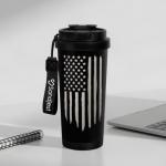 American Flag Tumbler - Stainless Steel 2-in-1 Lid Coffee Tumbler 18 oz, Patriotic Insulated Travel Mug Gift for Men Husband Dad, Birthday Christmas