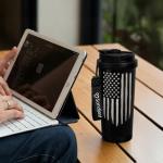 American Flag Tumbler - Stainless Steel 2-in-1 Lid Coffee Tumbler 18 oz, Patriotic Insulated Travel Mug Gift for Men Husband Dad, Birthday Christmas