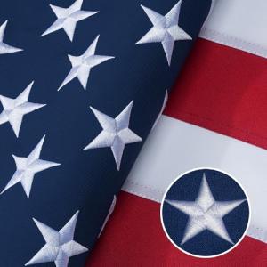 American Flag 3x5 Ft Indestructible Outdoor, Long Lasting, Heavy Duty, TearProof Polyester, Fade Resistant, High Wind US Outside Flags with Embroidered Stars, Sewn Stripes, Brass Grommets