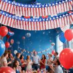 6 Pack 6.6 Feet Red Blue White Foil Fringe Garland Streamers，Red White Blue Star Metallic Hanging Backdrop Banner Table Skirts for 4th of July Decorations Memorial Day Patriotic Party Parade Floats