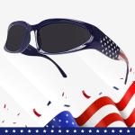 LASPOR Wrap Around Sport Sunglasses for Women Men Sport Shades Glasses Y2K Sunglasses (American Flag Frame)