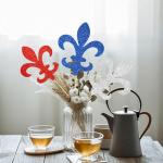 12pcs Glitter Fleur de Lis Centerpiece Sticks Patriotic Party Decorations for Table Red White Blue Centerpieces for 4th of July Independence Day Mardi Gras Celebrations Decorations Supplies
