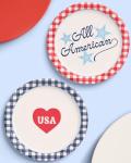 xo, Fetti All American USA Paper Plates | 24 pcs, 9" | 4th of July Tableware, Southern Bachelorette Decorations, Patriotic Dinner Party Setting, Birthday Tablescape