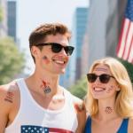 CUTELIILI Independence Day Temporary Tattoo, 4th of July Patriotic Sleeve Tattoo, USA Flag Fake Tattoos, Red White and Blue Party Supplies, Veterans Day, Memorial Day, Summer Festivals