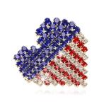 KKAMAGI American Flag Brooch and Pins Patriotic Crystal Rhinestone Heart Shaped Lapel Star Spangled Banner Pin Jewelry for Men and Women