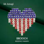 KKAMAGI American Flag Brooch and Pins Patriotic Crystal Rhinestone Heart Shaped Lapel Star Spangled Banner Pin Jewelry for Men and Women