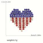 KKAMAGI American Flag Brooch and Pins Patriotic Crystal Rhinestone Heart Shaped Lapel Star Spangled Banner Pin Jewelry for Men and Women