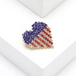 KKAMAGI American Flag Brooch and Pins Patriotic Crystal Rhinestone Heart Shaped Lapel Star Spangled Banner Pin Jewelry for Men and Women