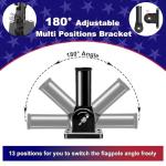 ZMTECH 5FT Flag Pole Kit with Solar Light and Embroidered American Flag, Adjustable Bracket and Upgraded Tangle-Free Ring 1" Stainless Steel Flagpole for Day and Night, Residential, Commercial, Black
