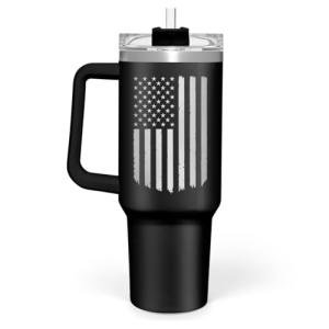 SANDJEST American Flag Tumbler with Handle, America 40oz Stainless Steel Insulated Coffee Mug with Lid & Straw, America Gifts for Men Women, USA Tumblers Cup Gift for Christmas