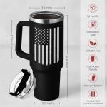 SANDJEST American Flag Tumbler with Handle, America 40oz Stainless Steel Insulated Coffee Mug with Lid & Straw, America Gifts for Men Women, USA Tumblers Cup Gift for Christmas